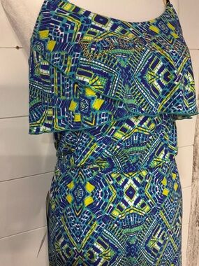 Bebe  Aztec Print Ruffle Boho Maxi Dress NWT S